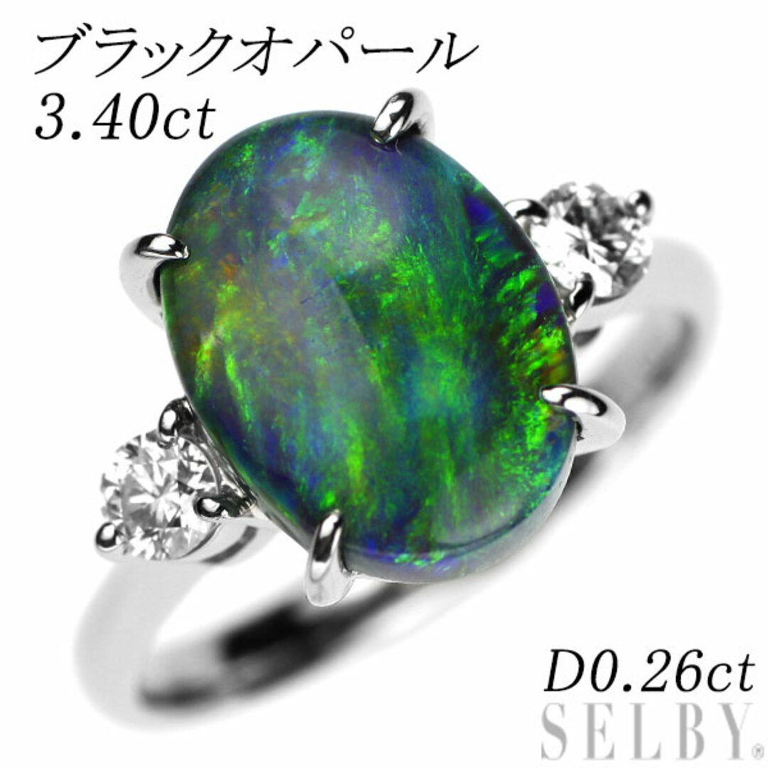 Pt900 ブラックオパール ダイヤモンド リング 3.40ct D0.26ct レディースのアクセサリー(リング(指輪))の商品写真