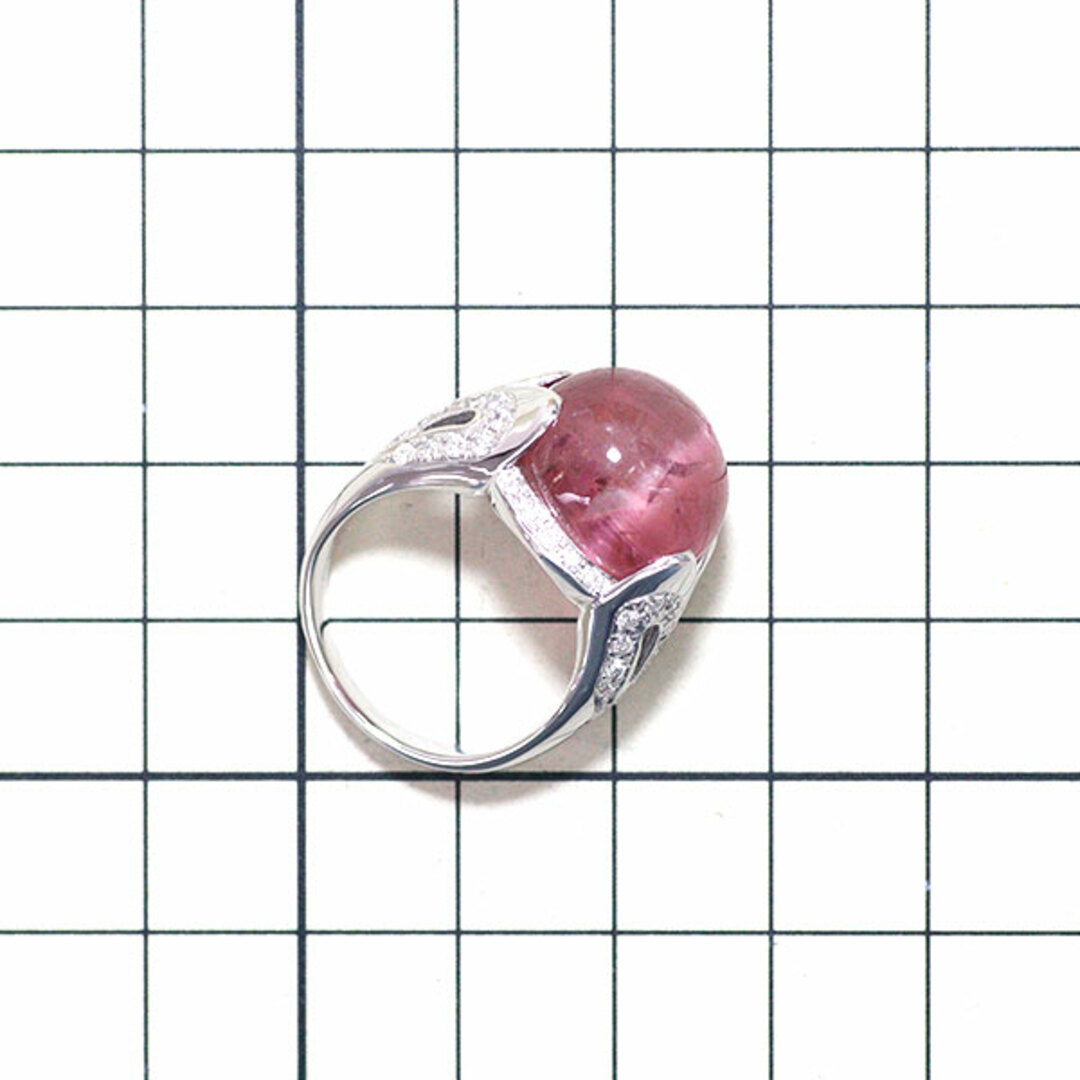 K18WG ピンクトルマリンキャッツアイ ダイヤモンド リング 20.00ct D0.58ct レディースのアクセサリー(リング(指輪))の商品写真