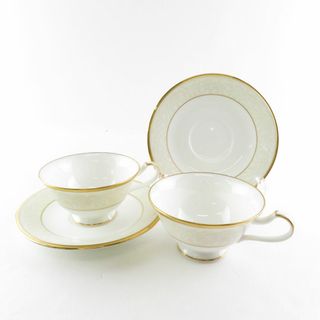 ノリタケ(Noritake)の美品 Noritake ノリタケ ホワイトパレス 4753 ティーカップ＆ソーサー 2客 ペア 碗皿 金彩 白 SU6928H (グラス/カップ)