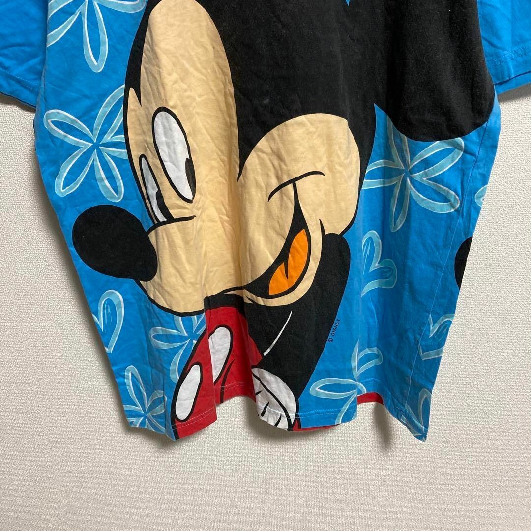 Disney(ディズニー)のDisney ディズニー　Tシャツ ミッキー　両面プリント　ブルー　XL メンズのトップス(Tシャツ/カットソー(半袖/袖なし))の商品写真