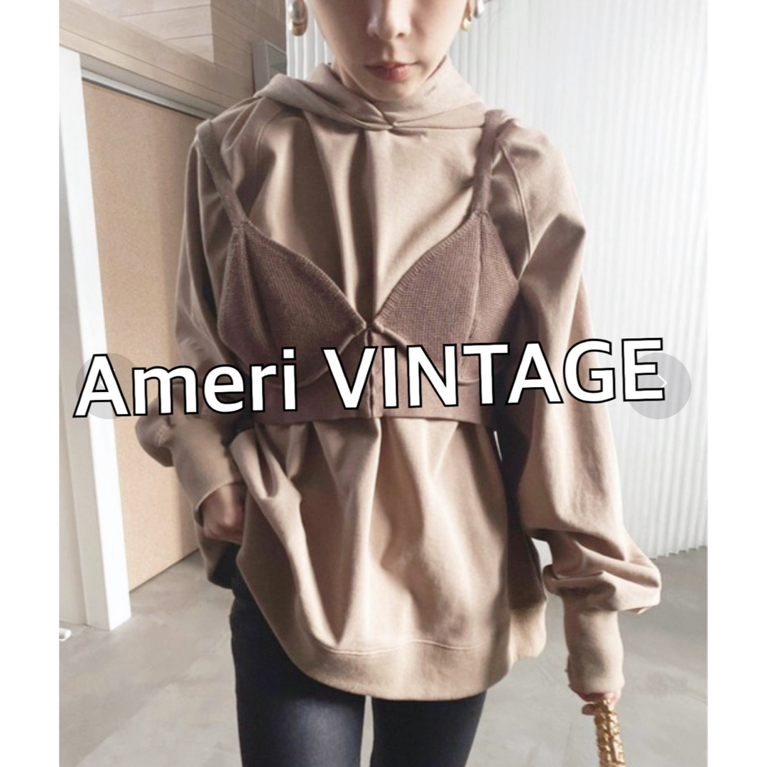 Ameri VINTAGE(アメリヴィンテージ)のAmeri VINTAGEアメリヴィンテージ　ビスチェ&フードパーカー★ベージュ レディースのトップス(パーカー)の商品写真