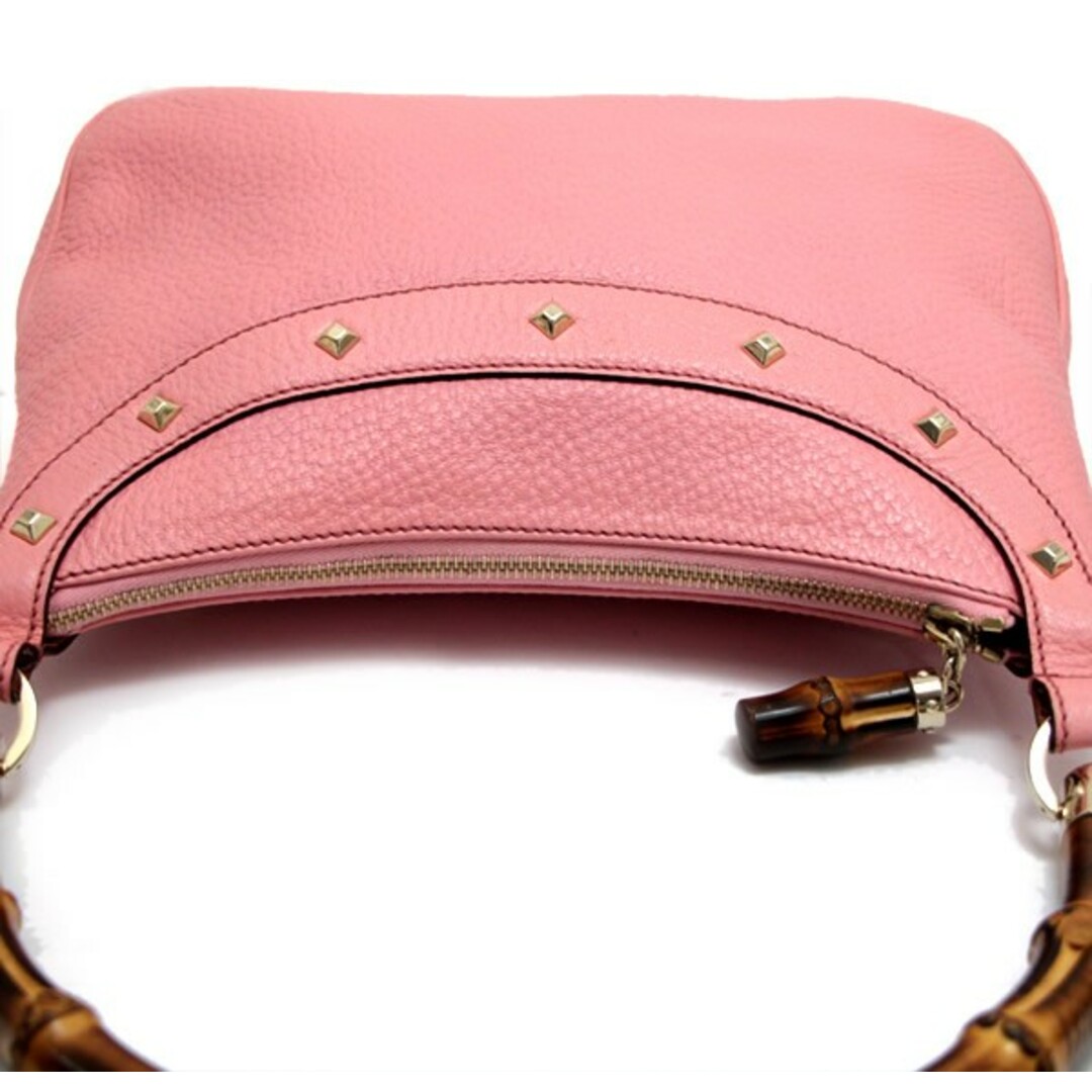 Gucci(グッチ)のグッチ GUCCI バンブー ハンドバッグ スタッズ レザー ピンク 【65282】 レディースのバッグ(ハンドバッグ)の商品写真