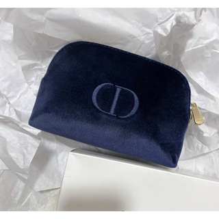 クリスチャンディオール(Christian Dior)の新品　限定非売品Diorポーチ ネイビー ベロア ホリデー(ポーチ)