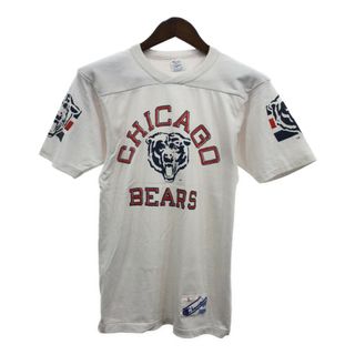 チャンピオン(Champion)の80年代 USA製 Champion チャンピオン NFL シカゴ・ベアーズ フットボールＴシャツ プロチーム ホワイト (メンズ SMALL) 中古 古着 Q6611(Tシャツ/カットソー(半袖/袖なし))