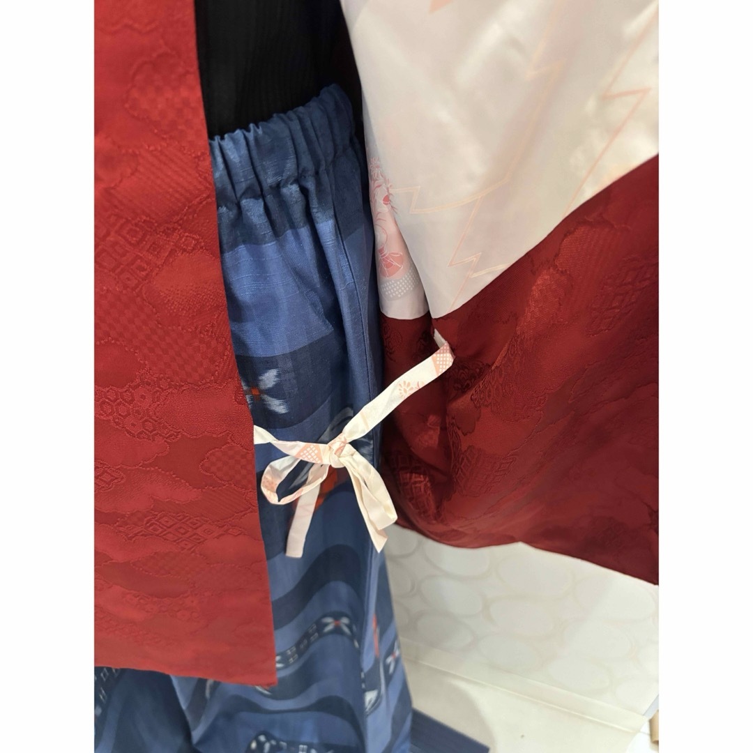 SALE！ 羽織 道行コート 赤茶 雲 ロング羽織 レディースのトップス(その他)の商品写真