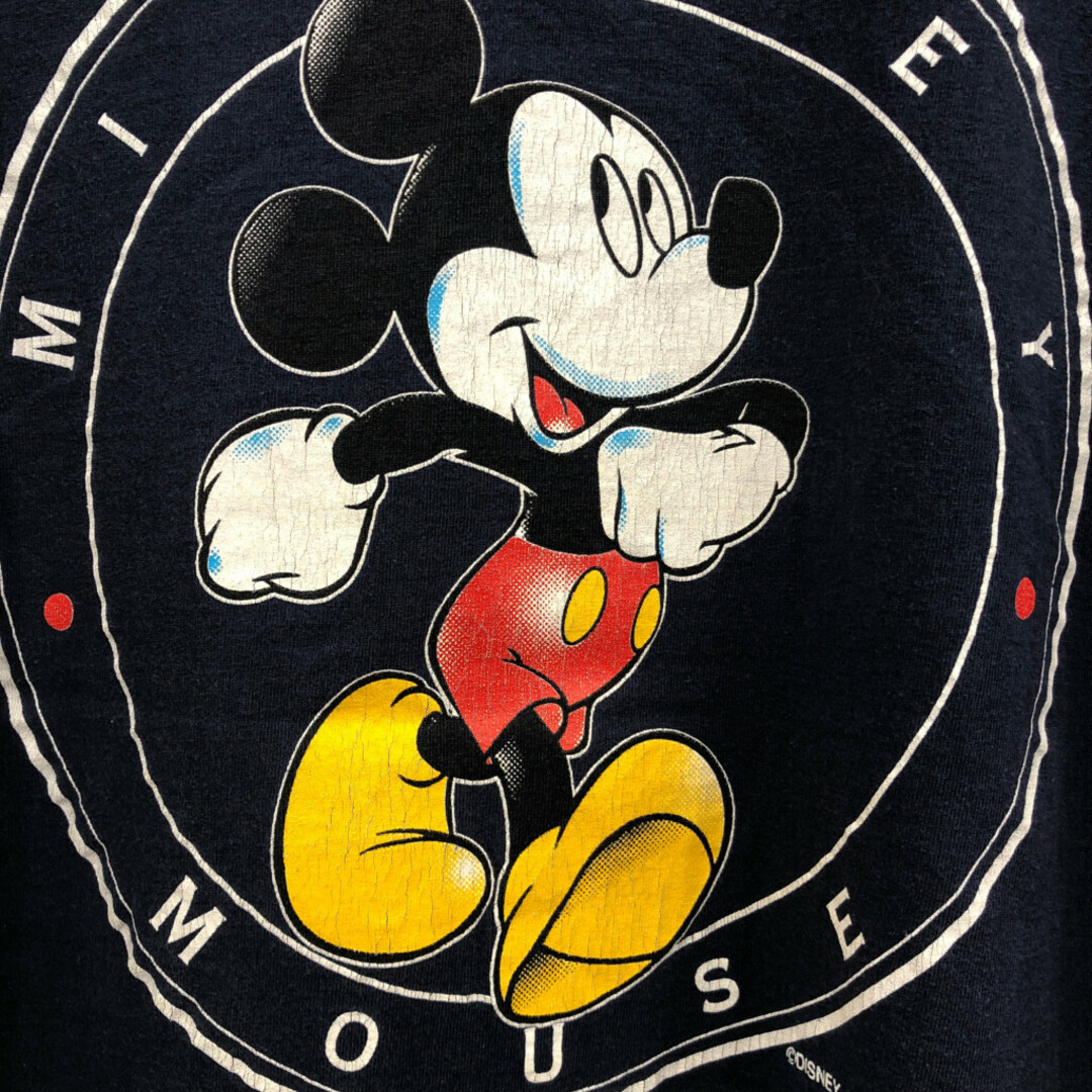 Disney(ディズニー)の90年代 USA製 Disney ディズニー MICKEY UNLIMITED ミッキーマウス 半袖Ｔシャツ キャラクター ネイビー (メンズ LARGE) 中古 古着 Q6613 メンズのトップス(Tシャツ/カットソー(半袖/袖なし))の商品写真