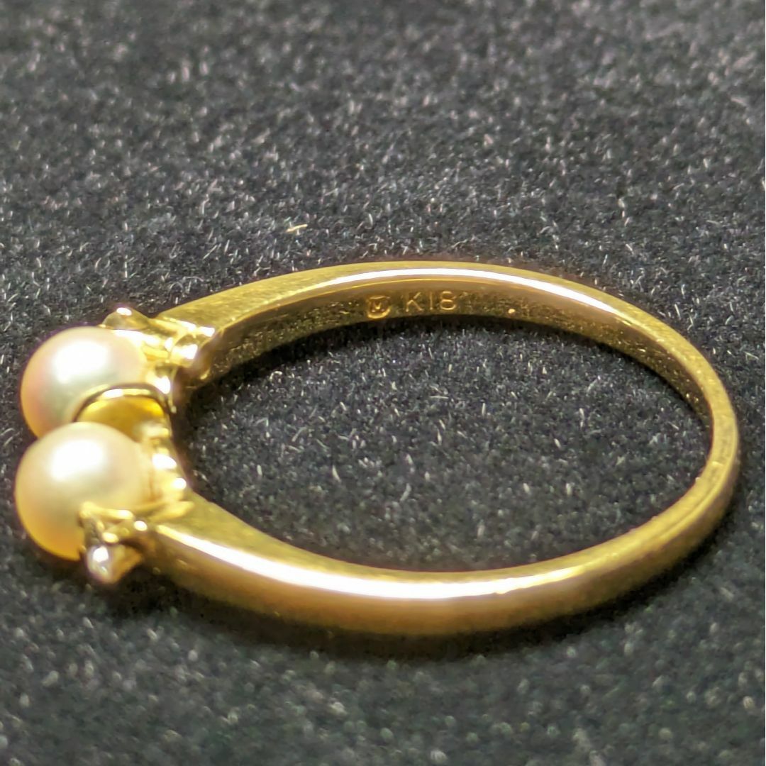 MIKIMOTO(ミキモト)の782 ミキモトパールダイヤリングK18YGイエローゴールド約3.5mm8号 レディースのアクセサリー(リング(指輪))の商品写真
