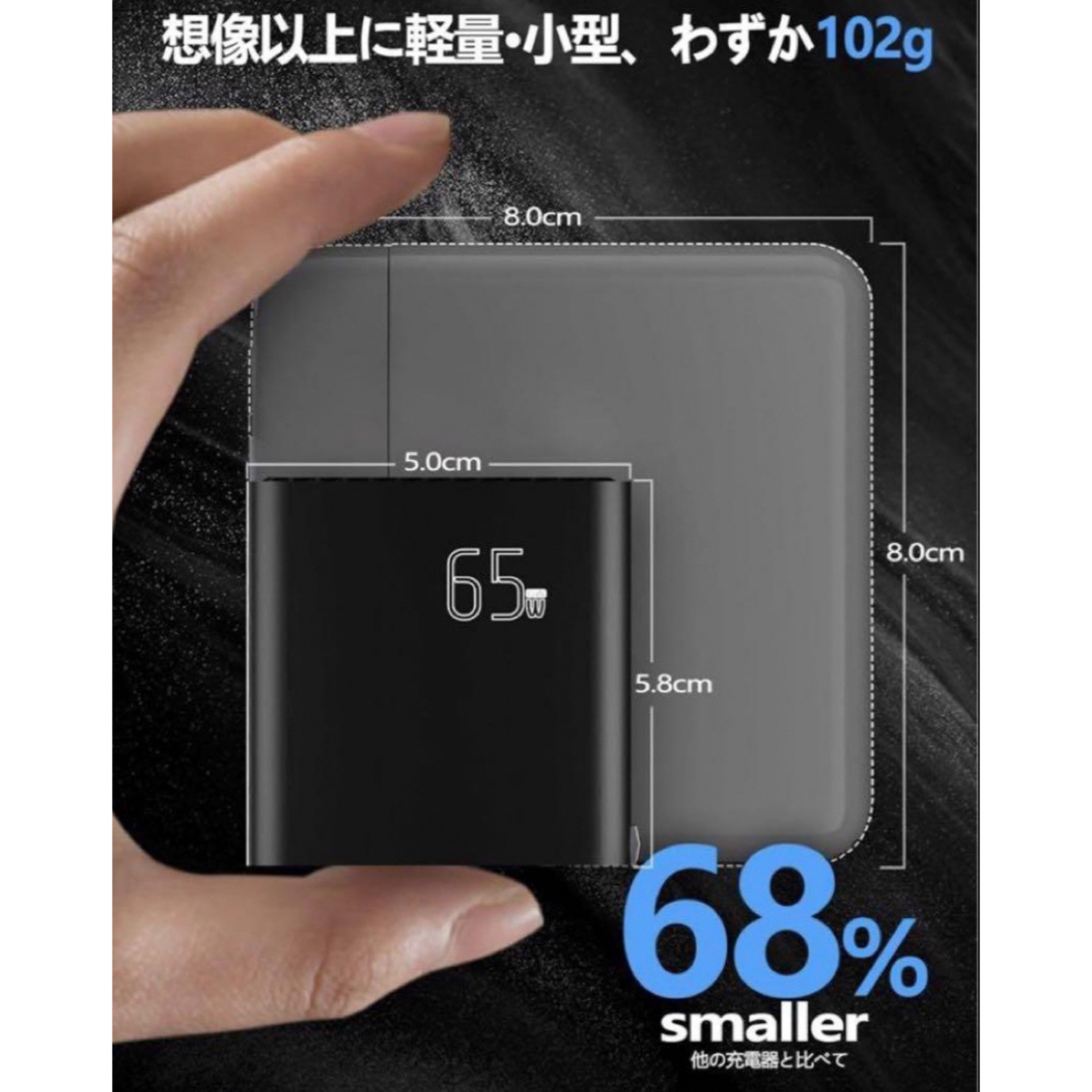 PD 充電器 65w [2024新登場·極小型] type-c usb 三台同時 スマホ/家電/カメラのスマートフォン/携帯電話(バッテリー/充電器)の商品写真