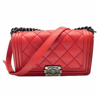 シャネル(CHANEL)の　シャネル CHANEL ボーイシャネル25 レッド×SV金具 カーフ ユニセックス ショルダーバッグ(ショルダーバッグ)