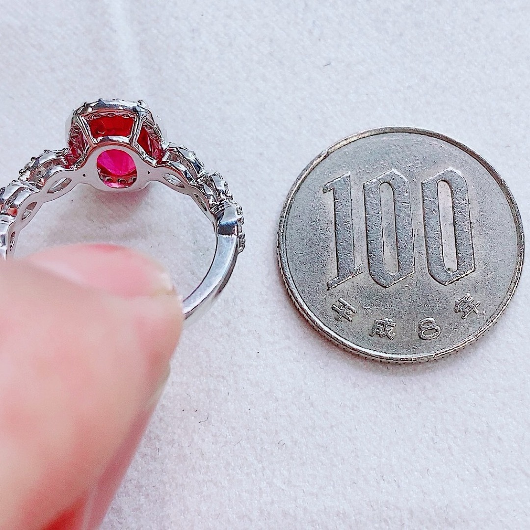 ★2.28ct★✨上質ルビー0.25ctダイヤモンドプラチナリング指輪 レディースのアクセサリー(リング(指輪))の商品写真