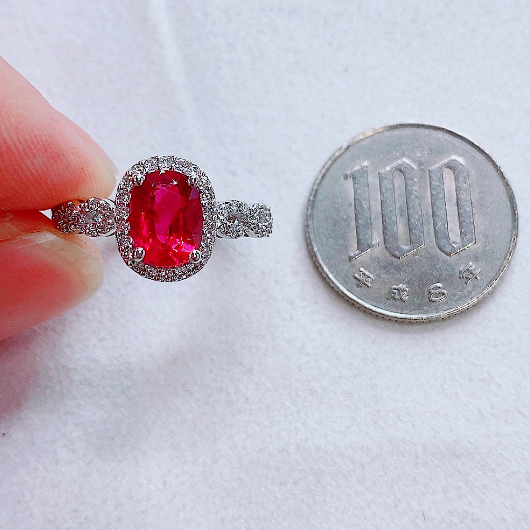 ★2.28ct★✨上質ルビー0.25ctダイヤモンドプラチナリング指輪 レディースのアクセサリー(リング(指輪))の商品写真