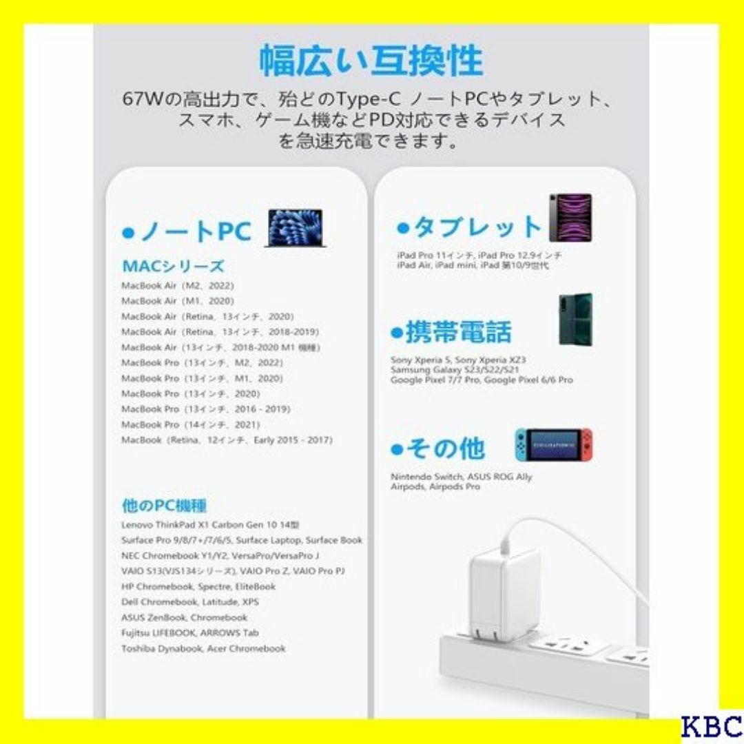 ☆ Macbook 充電器 ノートパソコン 急速充電器 T 品 ホワイト 215 スマホ/家電/カメラのスマホ/家電/カメラ その他(その他)の商品写真