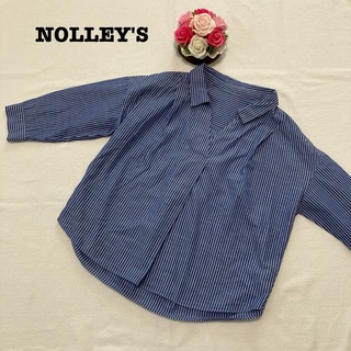 ノーリーズ(NOLLEY'S)のノーリーズ レディース　ストライプシャツ　ブラウス　36 Sサイズ　青　トップス(シャツ/ブラウス(長袖/七分))