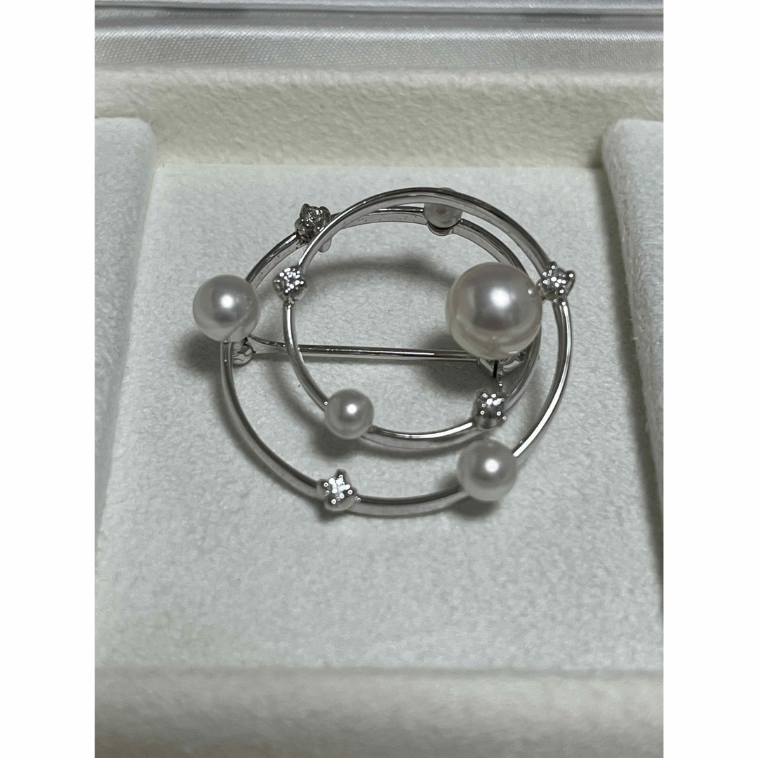 MIKIMOTO(ミキモト)のミキモト　K18  パール×ダイヤモンドブローチ　美品 レディースのアクセサリー(ブローチ/コサージュ)の商品写真