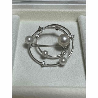 ミキモト(MIKIMOTO)のミキモト　K18  パール×ダイヤモンドブローチ　美品(ブローチ/コサージュ)