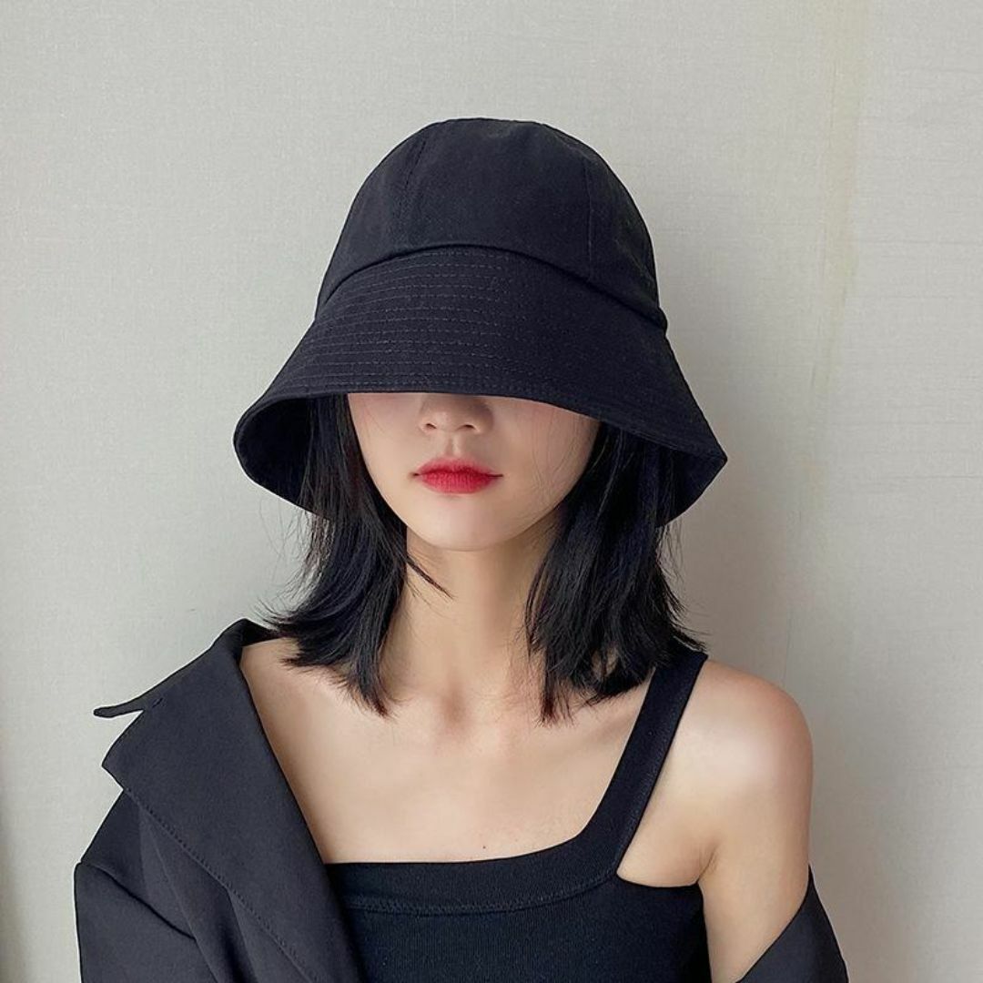新品　バケットハット　クローシュハット　バケツ帽子　韓国　ブラック　可愛い レディースの帽子(ハット)の商品写真