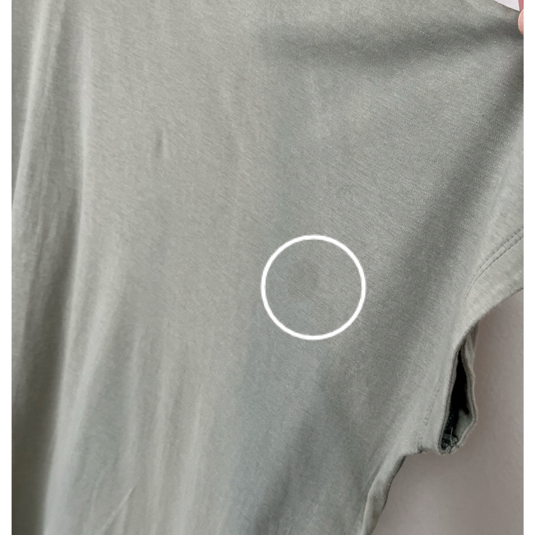 大きめ プルオーバー Tシャツ  モスグリーン  M レディースのトップス(Tシャツ(半袖/袖なし))の商品写真