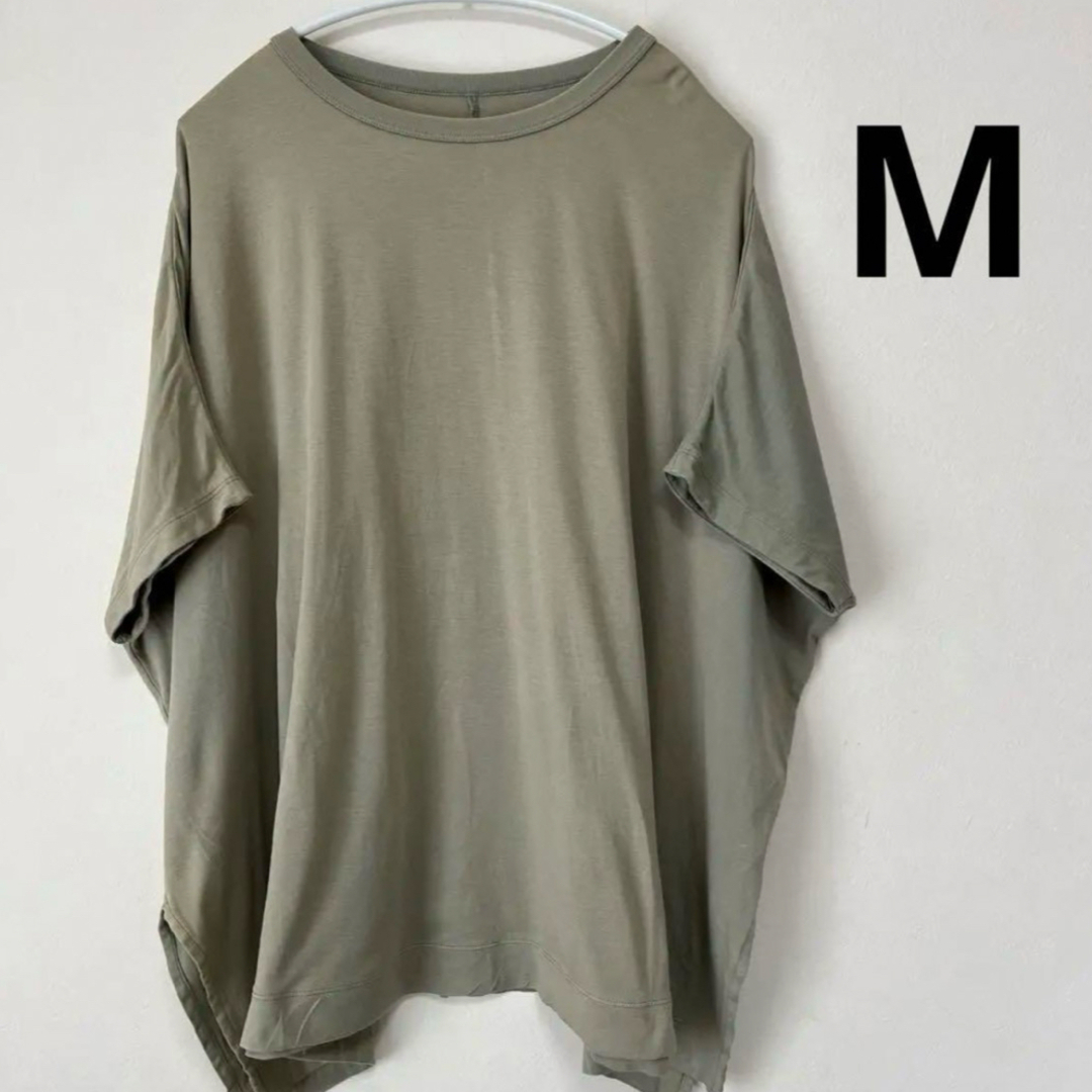 大きめ プルオーバー Tシャツ  モスグリーン  M レディースのトップス(Tシャツ(半袖/袖なし))の商品写真