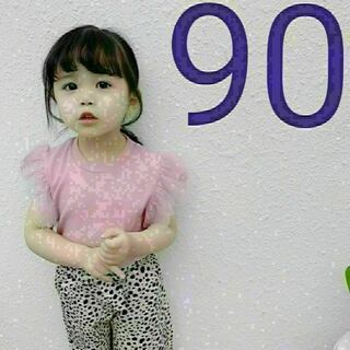 カワイイ♡袖レースTシャツ♪ピンク シンプル 子ども服 女の子 インポート 90(シャツ/カットソー)