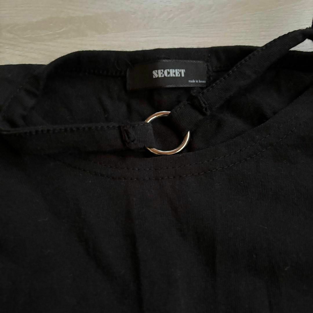 ビック Tシャツ　ブラック　M〜L チョーカー風　レディース　半袖　夏　韓国 レディースのトップス(Tシャツ(半袖/袖なし))の商品写真