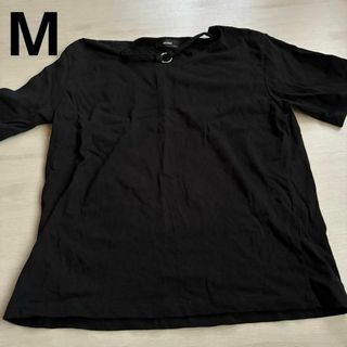 ビック Tシャツ　ブラック　M〜L チョーカー風　レディース　半袖　夏　韓国(Tシャツ(半袖/袖なし))