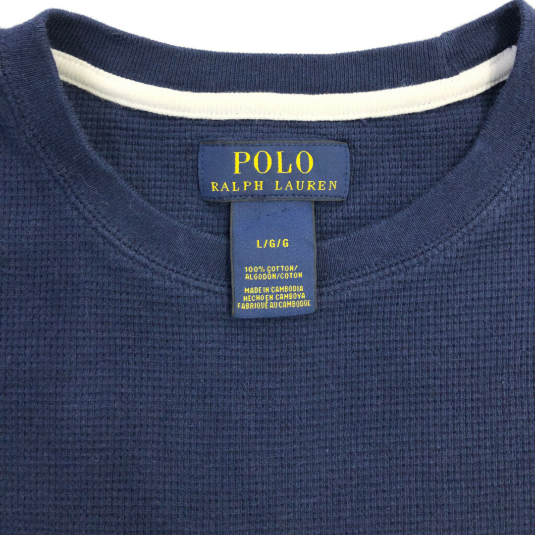 POLO RALPH LAUREN(ポロラルフローレン)のPolo by Ralph Lauren ポロ ラルフローレン サーマル 長袖Ｔシャツ ワンポイント ネイビー (メンズ L) 中古 古着 Q6626 メンズのトップス(Tシャツ/カットソー(半袖/袖なし))の商品写真