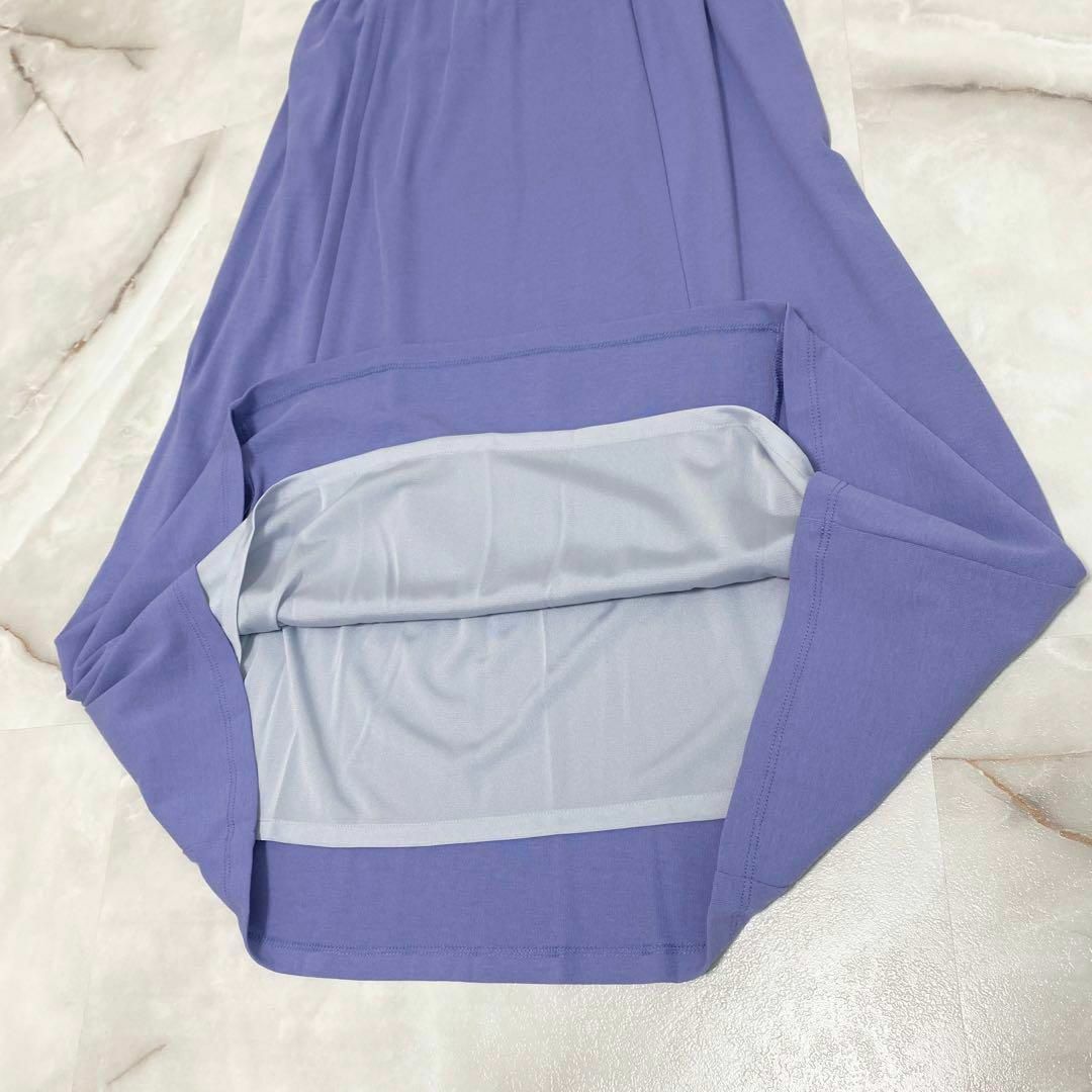 A13086　コットンファクトリー　バイオフライススタンダードスカート青紫QVC レディースのスカート(ロングスカート)の商品写真