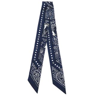 Hermes - エルメス HERMES スカーフ ツイリー シルク マリン×ホワイト×ブラック 【ENTRE CIEL ET MER BANDANA/空と海の間】  【箱】【中古】