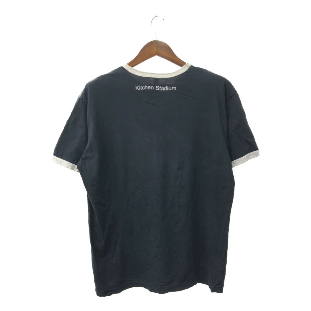 AMERICAN APPAREL アメリカンアパレル Kitchen Stadium リンガーＴシャツ ブラック (メンズ XL) 中古 古着 Q6628 メンズのトップス(Tシャツ/カットソー(半袖/袖なし))の商品写真