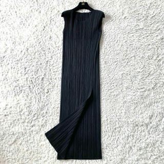 PLEATS PLEASE ISSEY MIYAKE - 未使用級　プリーツプリーズ　マキシ丈　ロング　ワンピース　黒　ブラック2 M