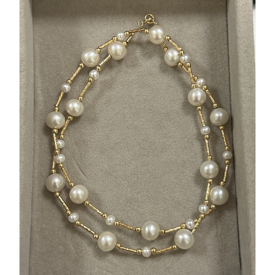 K18淡水パールネックレス　本真珠 レディースのアクセサリー(ネックレス)の商品写真