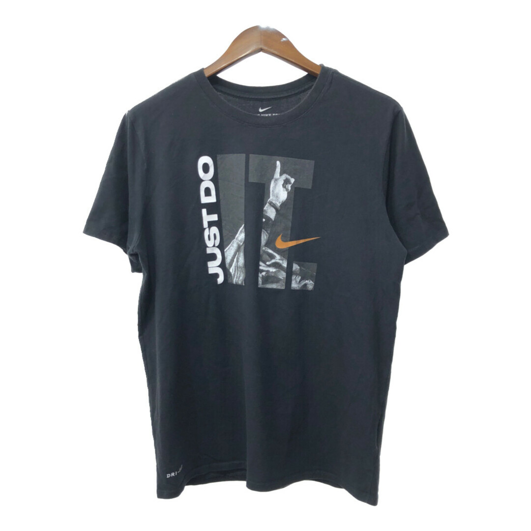 NIKE(ナイキ)のNIKE ナイキ 半袖Ｔシャツ スポーツ ロゴ ブラック (メンズ L) 中古 古着 Q6630 メンズのトップス(Tシャツ/カットソー(半袖/袖なし))の商品写真