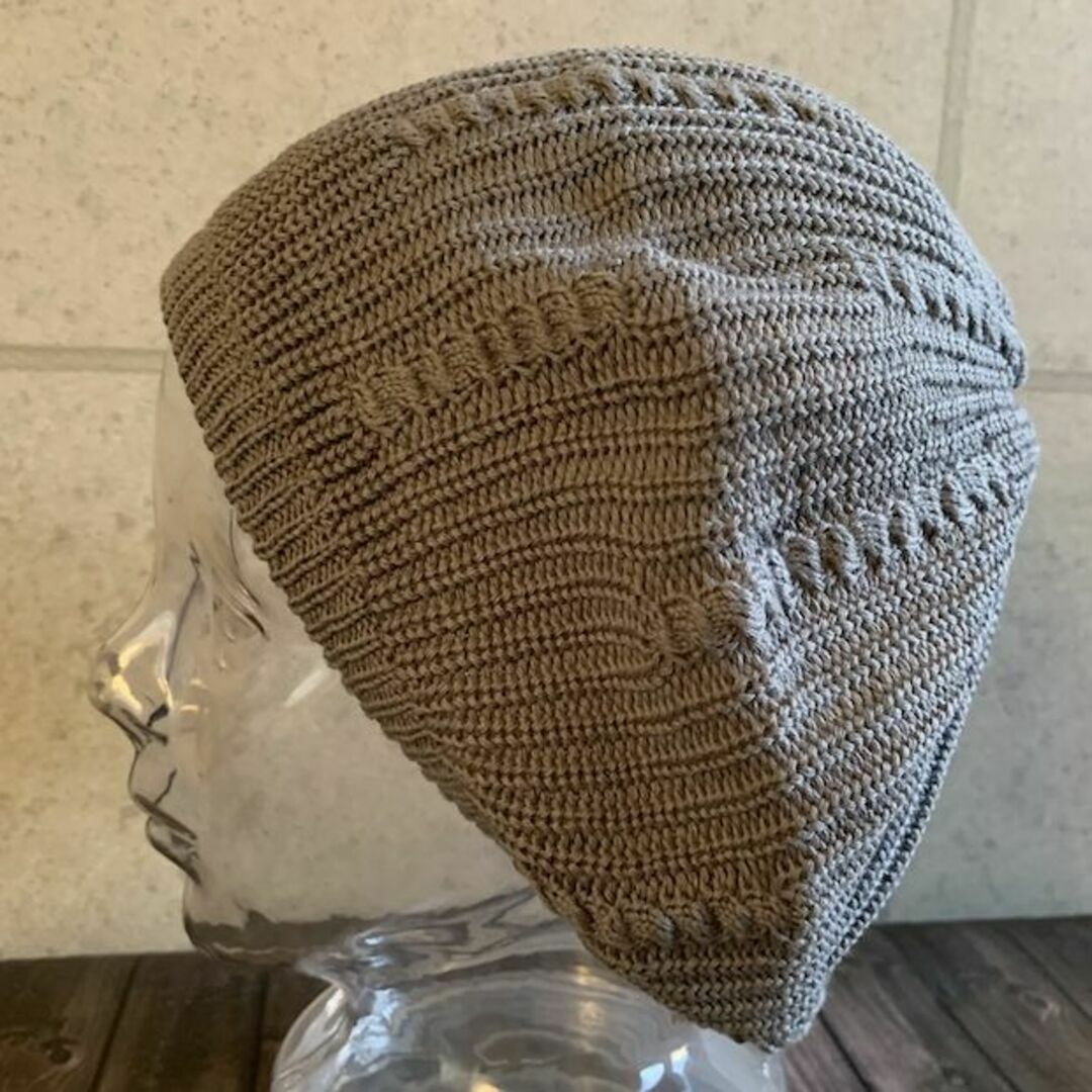 送料込 帽子 ニットベレー帽 コットン100 柔らか編み サマー ニット gy レディースの帽子(ハンチング/ベレー帽)の商品写真