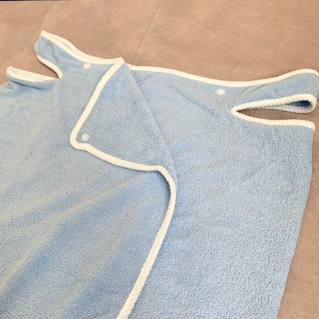 バスローブ バスタオル ポケット ラップタオル ルームウェア 青　ブルー レディースのルームウェア/パジャマ(ルームウェア)の商品写真