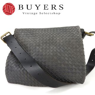 ボッテガヴェネタ(Bottega Veneta)の【中古】 ボッテガヴェネタ ショルダーバッグ イントレチャート 161314 レザー ダークグレー ゴールド金具 斜め掛け レディース メンズ BOTTEGAVENETA(ショルダーバッグ)