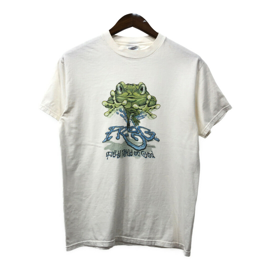 90年代 アニマルプリント FROG フロッグ 半袖Ｔシャツ カエル ホワイト (メンズ M) 中古 古着 Q6631 メンズのトップス(Tシャツ/カットソー(半袖/袖なし))の商品写真