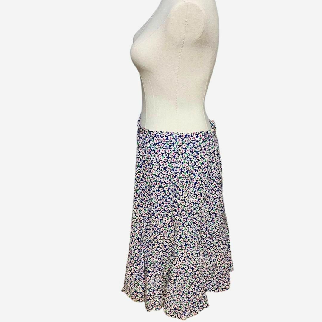【大きいサイズ◎】ボタニカル柄プリントスカート 13 総柄 花柄 ネイビー レディースのスカート(ひざ丈スカート)の商品写真