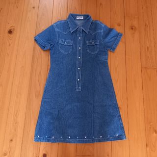 【美品】キッズ 半袖 デニム ワンピース (140)(ワンピース)