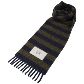 メゾンキツネ(MAISON KITSUNE')のメゾンキツネ/MAISON KITSUNE ストール メンズ RUGBY STRIPES SCARF マフラー INK BLUE/KHAKI RUGBY STRIPE LM06202WA0019-0012-S482 _0410ff(マフラー)