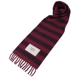 メゾンキツネ(MAISON KITSUNE')のメゾンキツネ/MAISON KITSUNE ストール メンズ RUGBY STRIPES SCARF マフラー GRAPE/INK BLUE RUGBY STRIPES LW06202WA0019-0012-S582 _0410ff(マフラー)