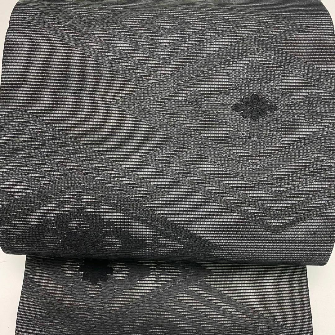 夏帯 名古屋帯 黒供帯 絽 花菱 未使用品 喪服用 着物 RO-5455 レディースの水着/浴衣(着物)の商品写真