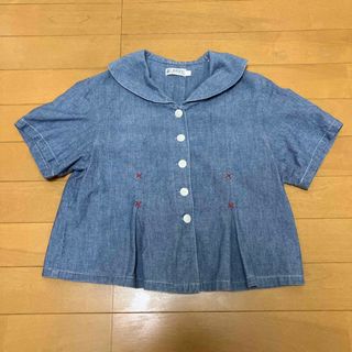 半袖ブラウス　ブルー　PETIT TAKAO JEANING   130(ブラウス)