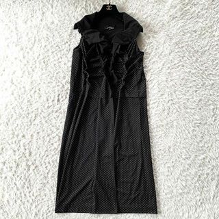 tricot COMME des GARCONS - 未使用級　トリコ　コムデギャルソン　ワンピース　フリル　ドット　黒　ブラック　M