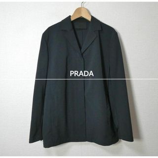 美品 PRADA ポリエステル 比翼ボタン ミドル丈 テーラードジャケット