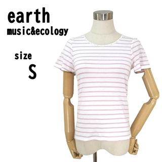 【S】earth music&ecology ボーダー Tシャツ 首周り装飾付き(Tシャツ(半袖/袖なし))