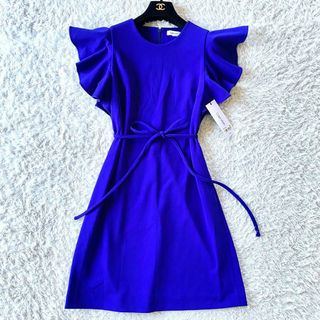 Calvin Klein - 新品・未使用　カルバンクライン　ドレス　ワンピース　ベルト　フリル　ブルー　4