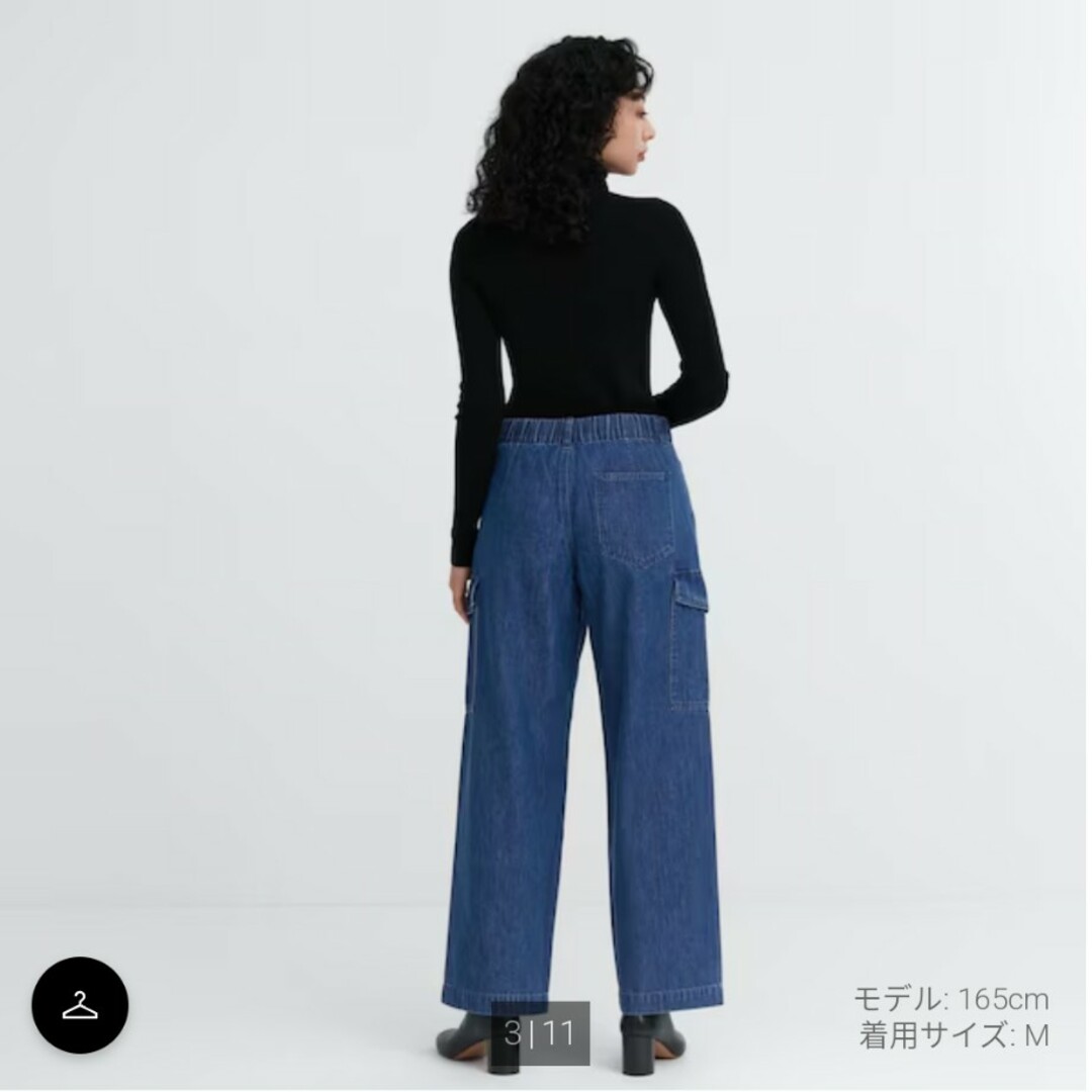 UNIQLO(ユニクロ)のUNIQLO ユニクロ　デニムワイドストレートカーゴパンツ　Sサイズ　新品 レディースのパンツ(カジュアルパンツ)の商品写真