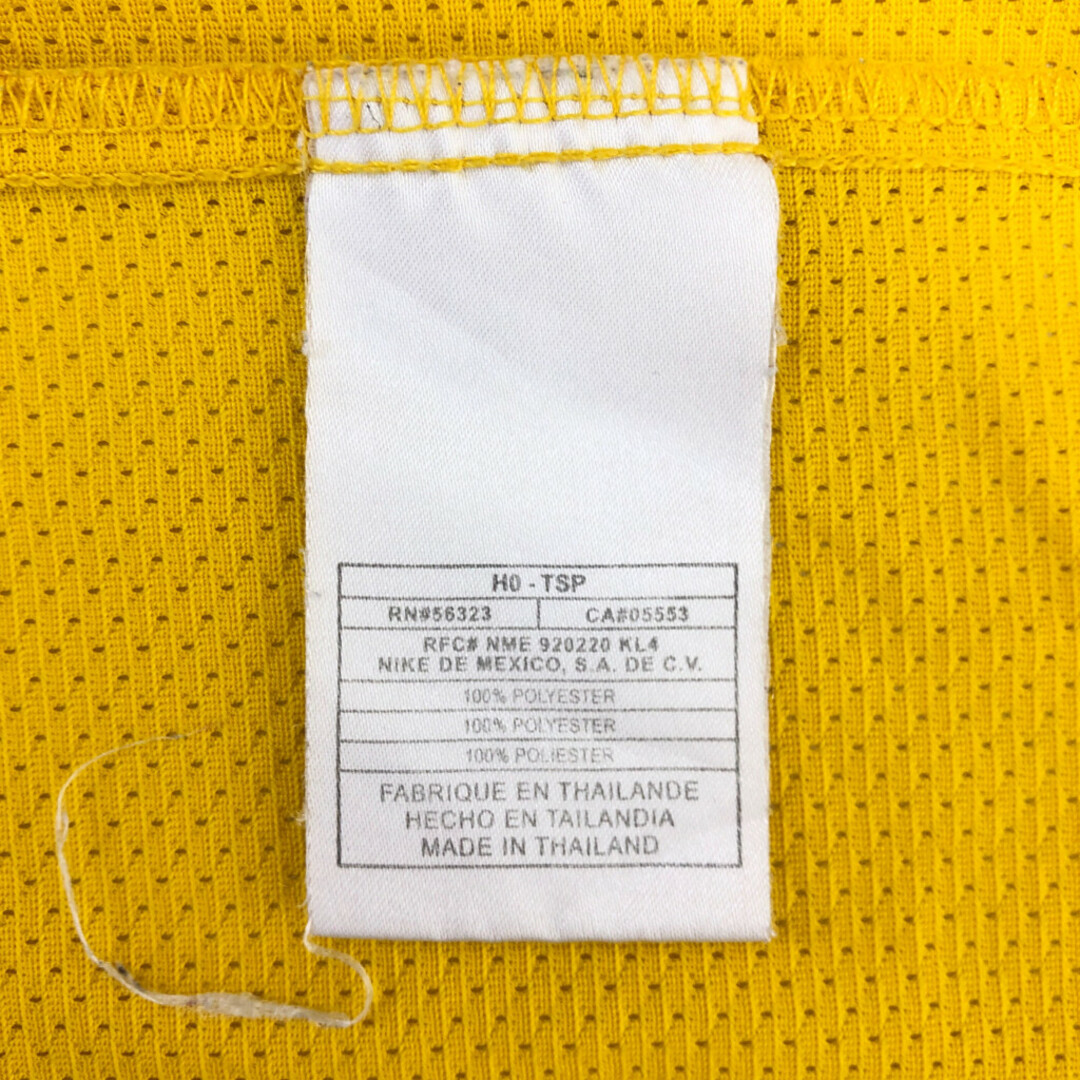 NIKE(ナイキ)の00年代 NIKE ナイキ メッシュ 半袖Ｔシャツ 大きいサイズ イエロー (メンズ 2XL) 中古 古着 Q6641 メンズのトップス(Tシャツ/カットソー(半袖/袖なし))の商品写真