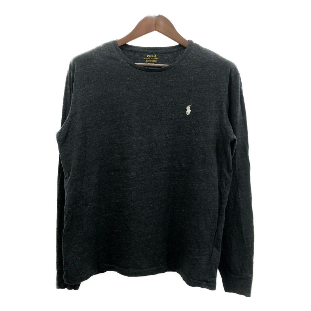 POLO RALPH LAUREN(ポロラルフローレン)のPolo by Ralph Lauren ポロ ラルフローレン 長袖Ｔシャツ ワンポイント グレー (メンズ M) 中古 古着 Q6642 メンズのトップス(Tシャツ/カットソー(七分/長袖))の商品写真