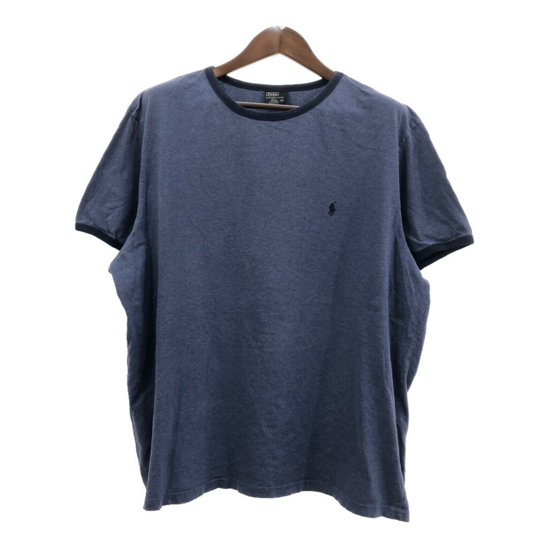 POLO RALPH LAUREN(ポロラルフローレン)のPolo by Ralph Lauren ポロ ラルフローレン 半袖Ｔシャツ 大きいサイズ ワンポイント ブルー (メンズ 2XL) 中古 古着 Q6646 メンズのトップス(Tシャツ/カットソー(半袖/袖なし))の商品写真